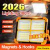 Portable Solar Lantern LED Tent Light Rechargeable Lantern Emergency Night Market Light Outdoor Camping Bulb Lamp Searchlight