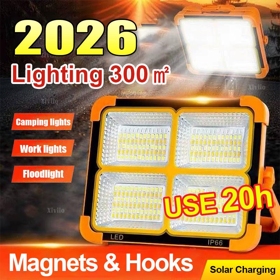 Portable Solar Lantern LED Tent Light Rechargeable Lantern Emergency Night Market Light Outdoor Camping Bulb Lamp Searchlight