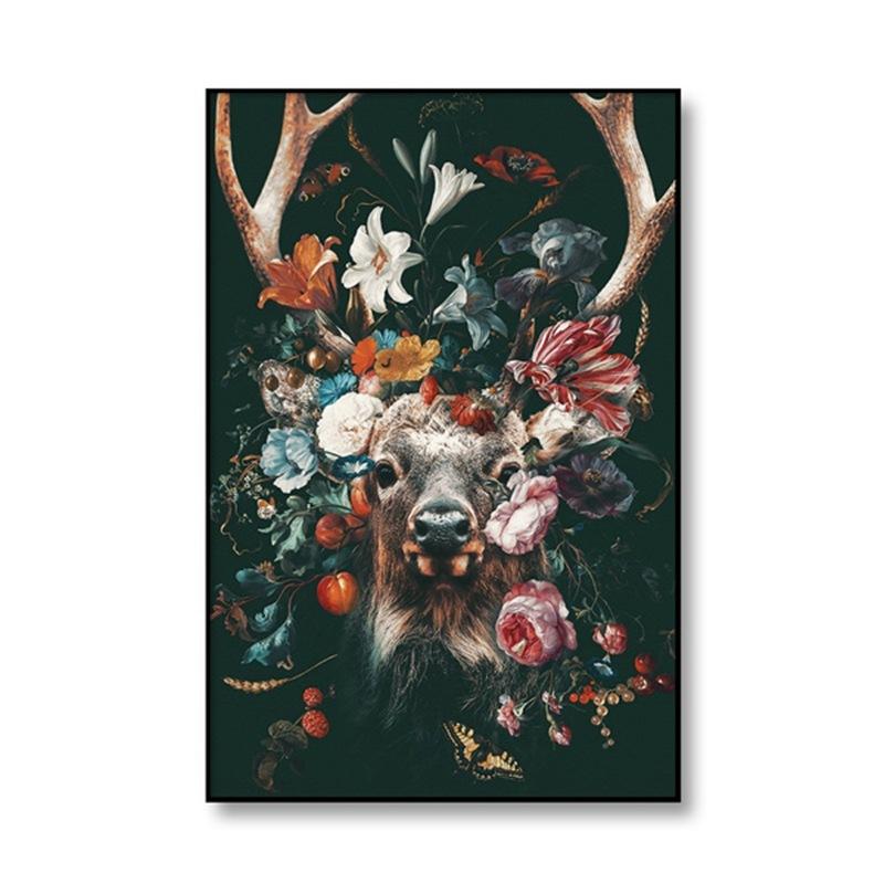 Nordic Flower Animal Mural Tiger Lion Zebra Poster And Print Mural Living Room Canvas Modern Classical Decorative Painting