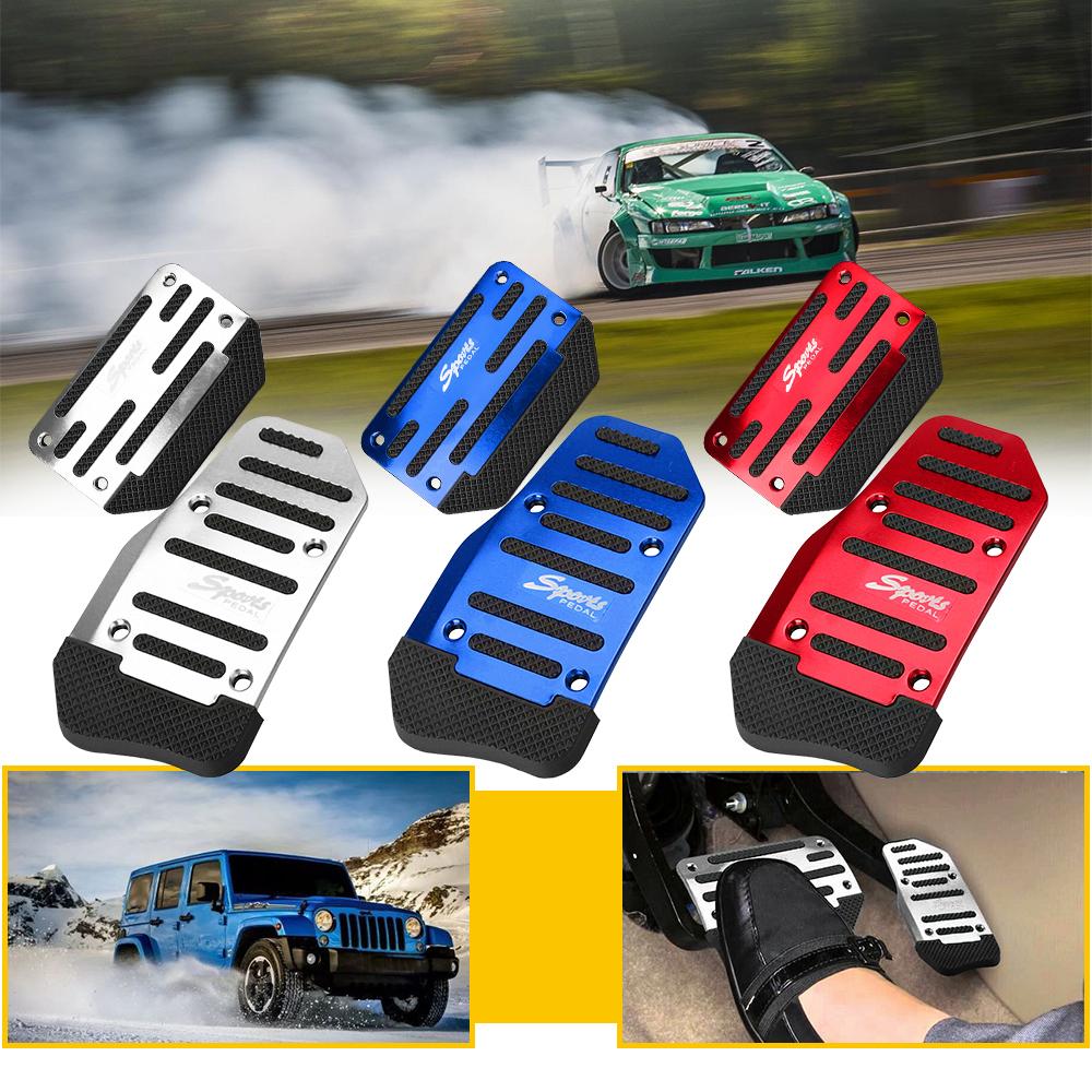 2Pcs Universal Car Foot Pedal Modified Brake Anti-Slip Aluminum Car Pedal Cover Set Kit Pedali Red/Blue/Silver Car Accessories