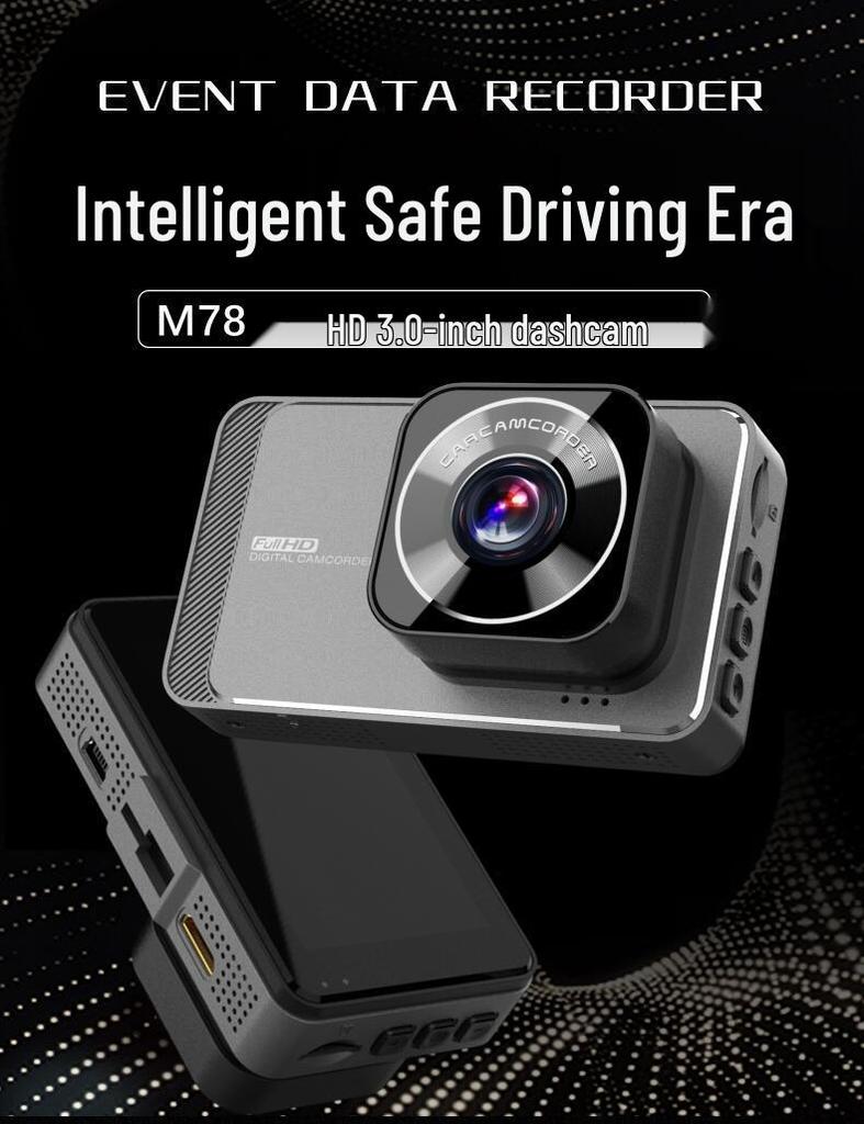 Dual Lens Dash Cam with Night Vision, 3" HD 1080P, WiFi, and Front & Rear Recording