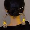 Chinese Rabbit Lantern Hair Pin Clips Hair Sticks LED Light Hair Accessories for Women Kids Retro Lotus Flower Tassel Headpieces