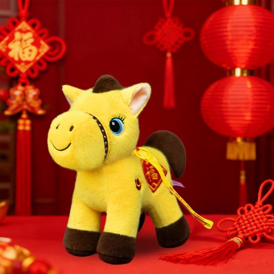 Colorful Lucky Horse Plush Ornament Year of the Horse Zodiac Toy with PP Cotton Filling Festive Hanging Decor for Car & Bag Chinese New Year 2026 Gift