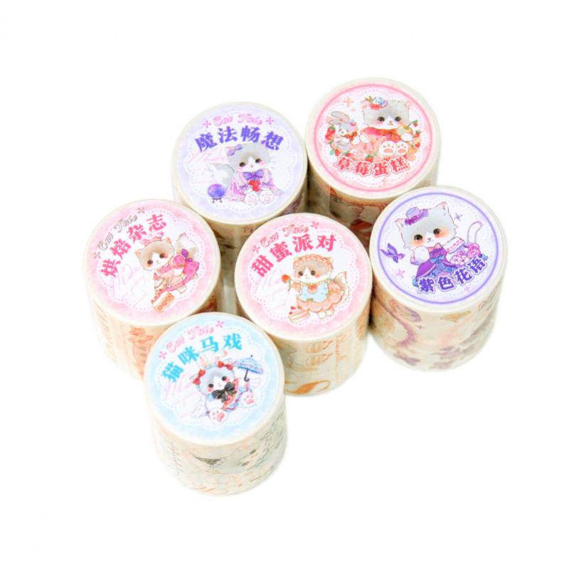1 Roll Cute Cartoon Bear Cat Washi Tape Stickers Kawaii Animal DIY Scrapbook Journal Decorative Tape Stickers
