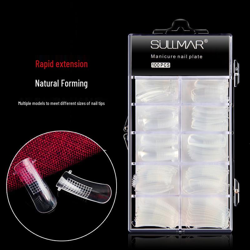 100-Piece Nail Extension Crystal Gel Tips with Scale - Quick, No-Holder Needed