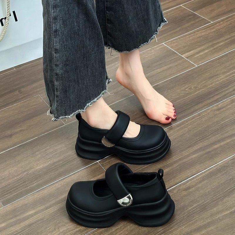 Fashion Retro Small Leather Shoes Womens 2025 Spring New Versatile British Style Platform Heightening Loafers Fashion High Heels Women