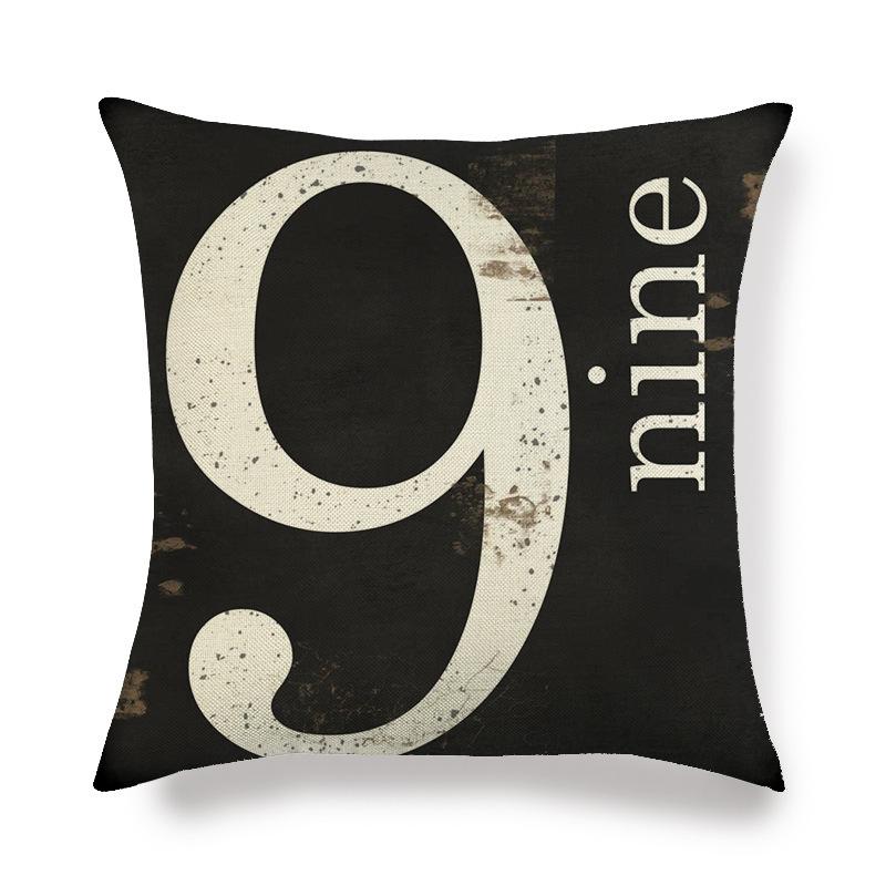 Black And White Minimalist Arabic Numerals Digital Printing Short Plush Pillow Covers For Sofa Office Cushion Cover Home Goods