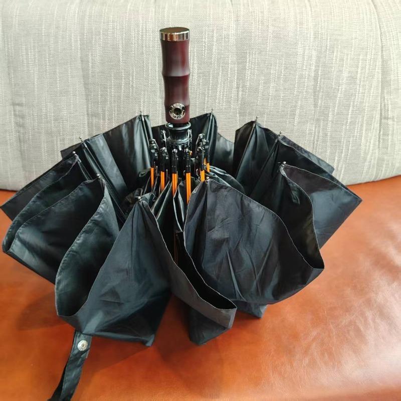 

Business British Style Retro Fully Automatic Three-fold Black Plastic Paint Iron Rod 10 Bone Rainproof Windproof Umbrella чёрный