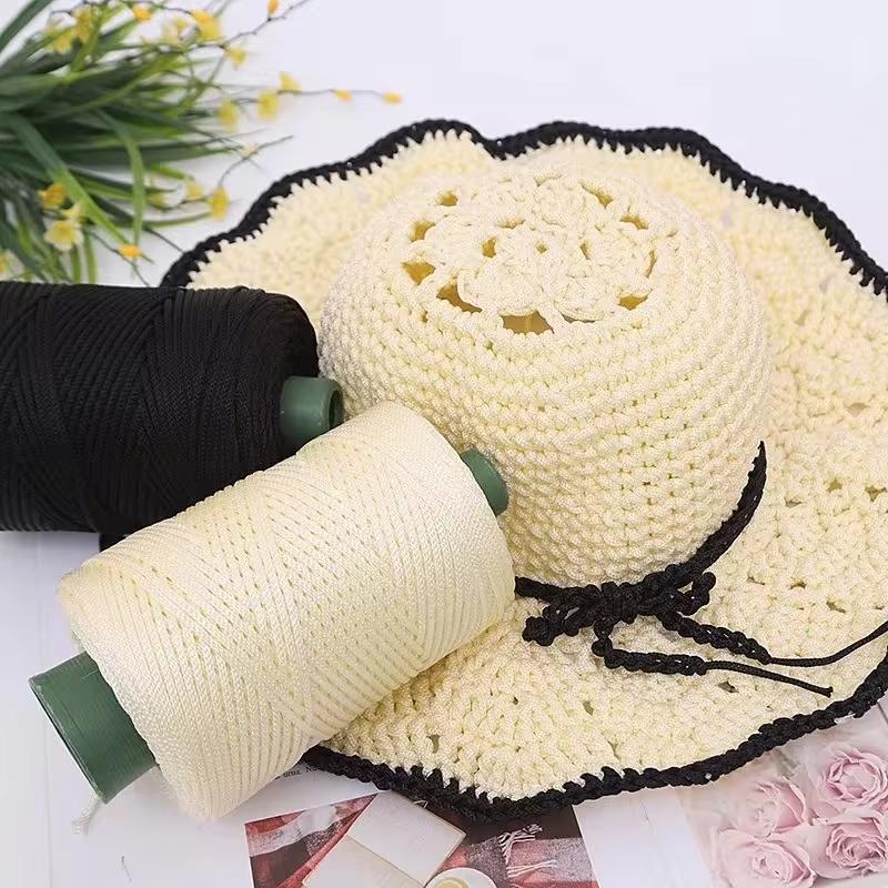 Light-Weight Ice Silk Yarn for Summer DIY Hand-Woven Sun Hat Bag Shoes Cushion Craft Rope Hollow Wool Crocheting Cushion