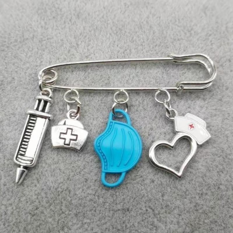 

Модная брошь доктор, медицинский инструмент, стетоскоп, шприц, кулон, медсестра, медицинские подарки, брошь, сувенирные украшения синий