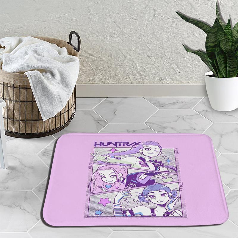 KPop Demon Hunters Mat Huntrix Girl Living Room Bedroom Carpet Zoey Rumi Mira Bathroom Non-slip Door Mat Outdoor Rug Birthday Gift