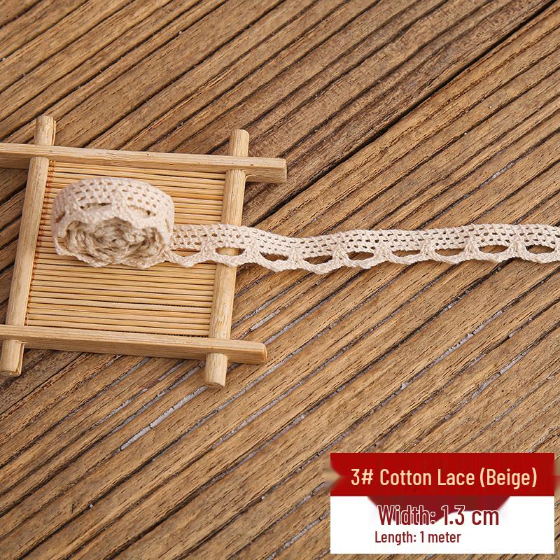 Handmade Off-White Elastic Cotton Lace for DIY Garment Accessories and Skirt Hem Decoration.