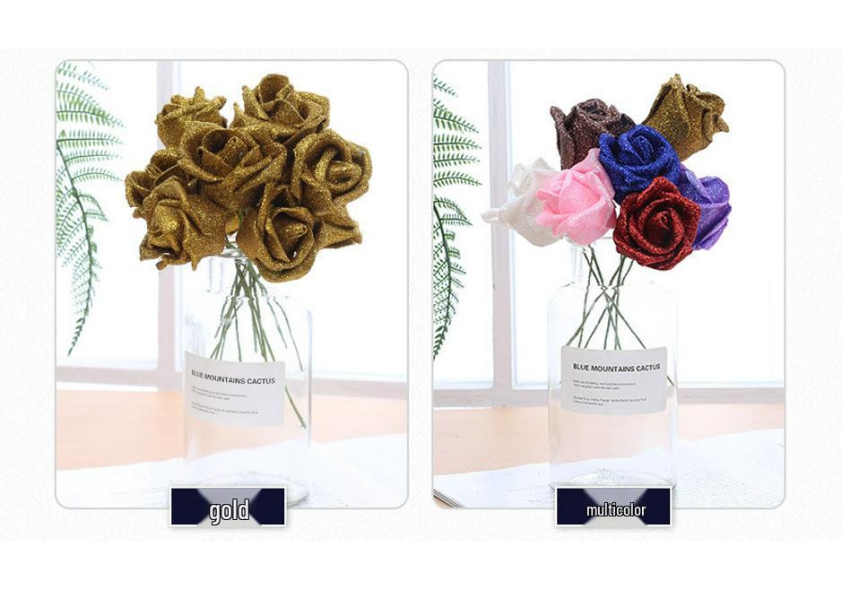 PE Gold Powder Artificial Roses for DIY Bouquets - Valentine's Day, Weddings, Flower Shops
