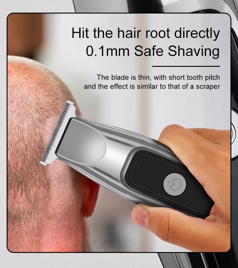 Slicked Back Digital Hair Clipper: Fast-Charging, LCD Display, Compact Stainless Steel Electric Trimmer