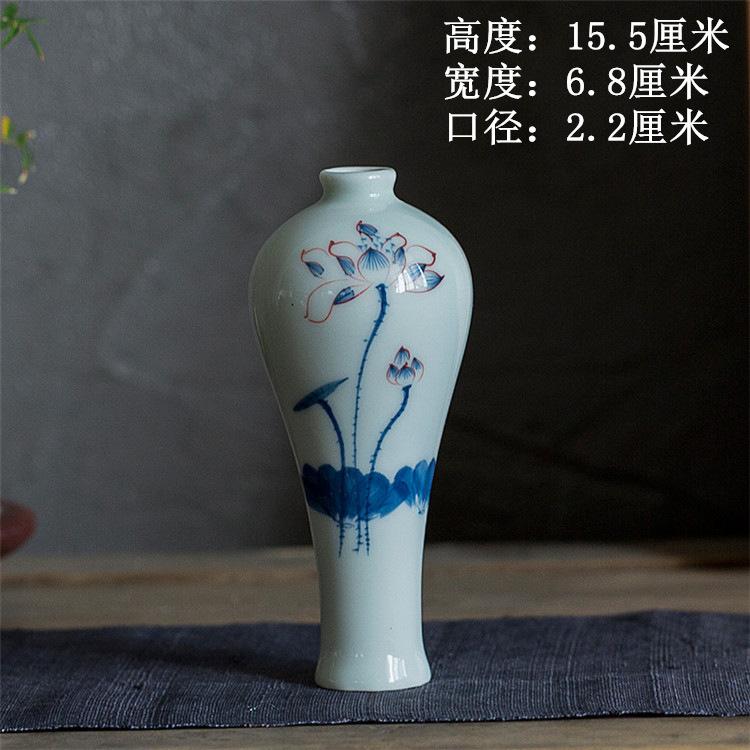 Hand Painted Ceramic Vase Zen Guanyin Bottle Chinese Style Buddha Altar Decoration Blue Glaze