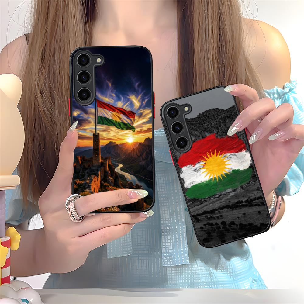Silikonový kryt na mobilní telefon s vlajkou Kurdistánu pro Samsung Galaxy S26 S25 S24 S23 S22 S21 Plus FE Ultra Barevný kryt