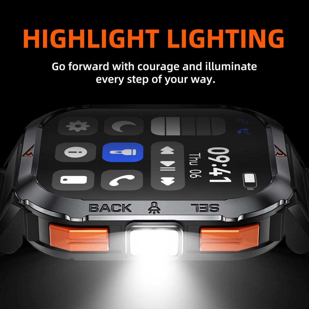 SACOSDING Smart Watch Waterproof 2.02" TFT Men Sport With Compass And LED Flashlight Health Monitoring Fitness Tracking Bluetooth Call Smartwatch