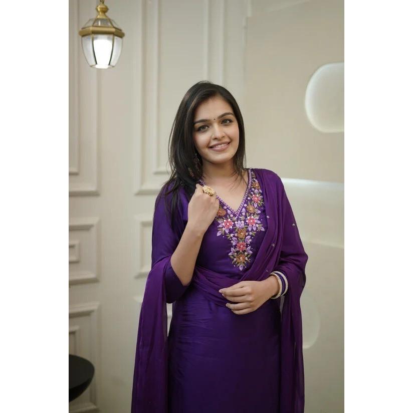 Women Designer Top Tunic Kurti Pant Dupatta Set Pakistani Party Wear Salwar Suit SC-2268