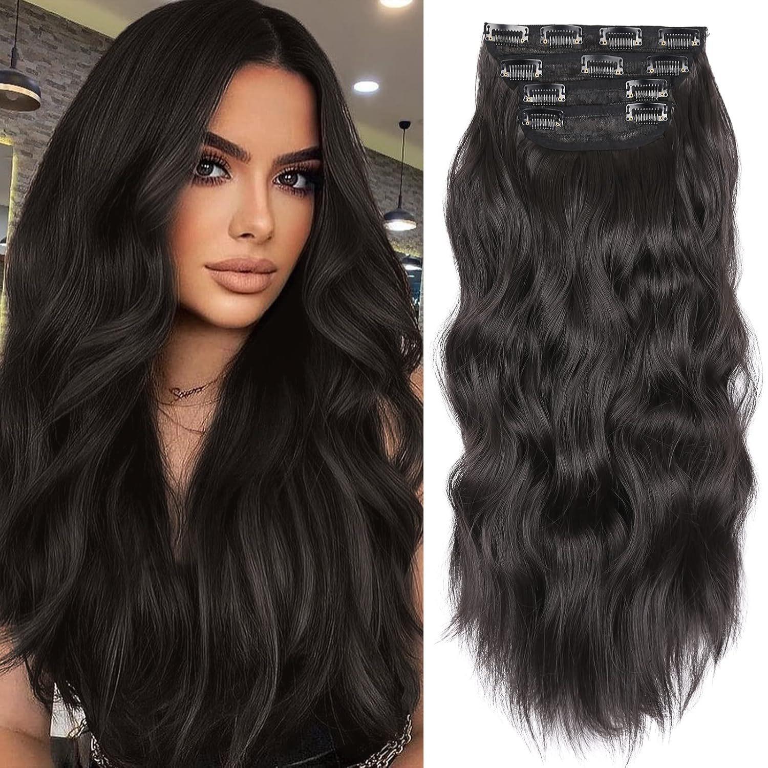 Clip-in Four-Piece Curly Synthetic High Temperature Wire Hair Extension Wig Set 11 Clips Not for Dyeing Export Cross-Border 24