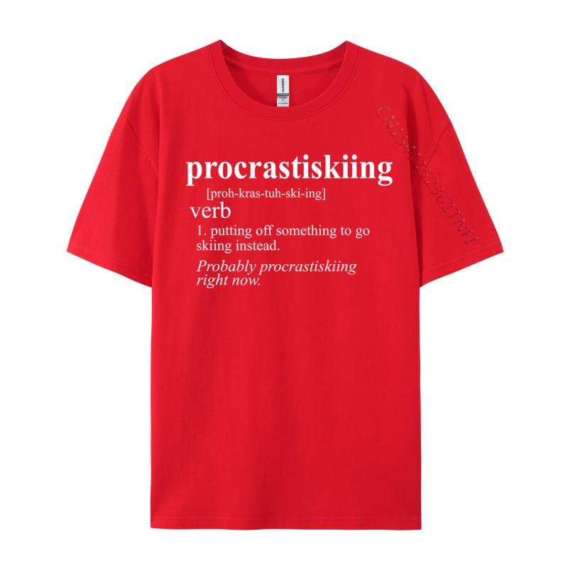 Gifts For Skiers Procrastiskiing Funny Skiing Printed On Luxury Designer Tshirts Cotton Unisex Tshirt Tee Shirt Fashionable S