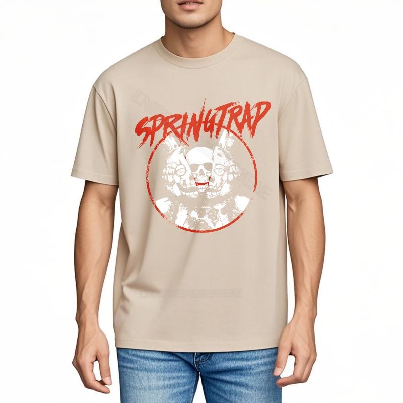 Unisexs Tshirt Quickdry Cheap Tshirt Springtrap Skull In Orange Circle Adult Minimalist Tshirt Minimalist Short Sleeve Shirt