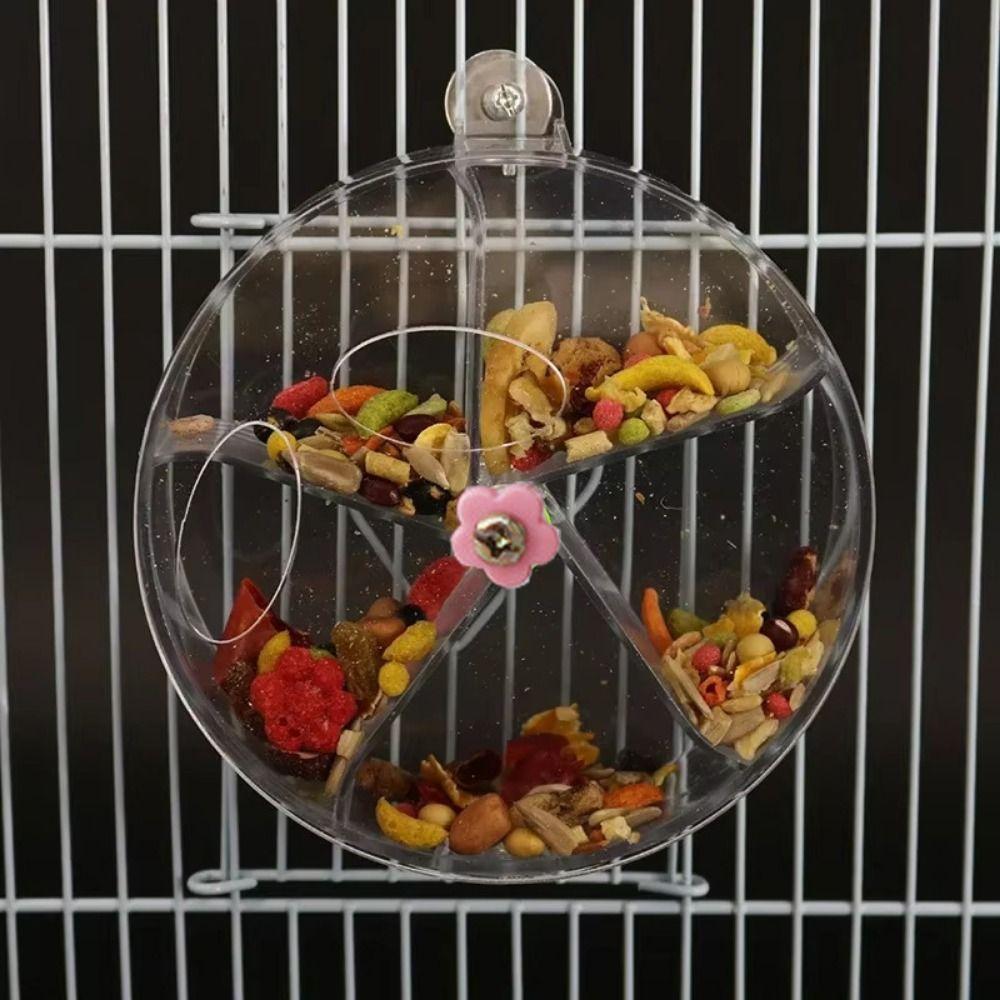 Acrylic Rotate Parrot Toys Interactive Birds Grid Food Box Practical Parrot Puzzle Feeder Conure