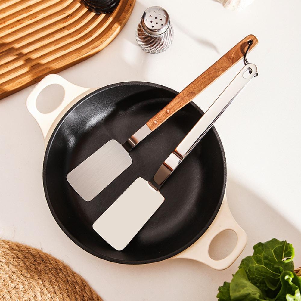 Long Handle Frying Spatula 304 Stainless Steel Cooking Turner Practical Cooking Shovel  Steak