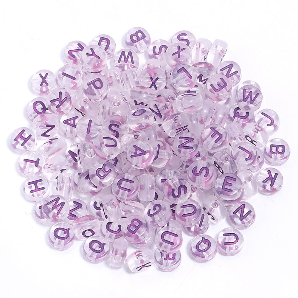 100pcs 7mm Colored Acrylic Alphabet Beads Mixed A-Z Letter Flat Round Loose Beads For Jewelry Making DIY Charm Bracelet Necklace