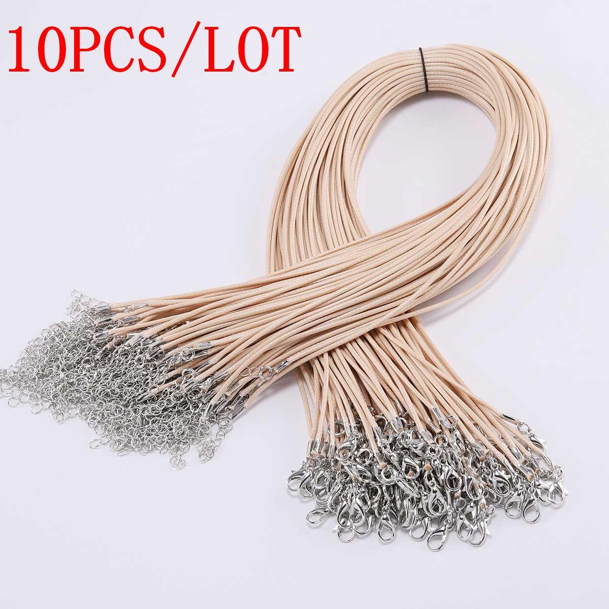 10 Pz/lotto Diametro 1.5mm Cavo di Cuoio Reale Collana Con Chiusura Corda Intrecciata Regolabile Per La Produzione di Gioielli FAI DA TE Collana Del Braccialetto 1.5MM-10PCS/LOT beige
