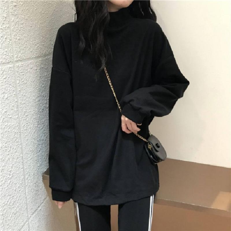 Double-sided Fleece Undercoat Female with Autumn and Winter New Loose Warm Long-sleeved T-shirt Female Students On Clothes Female