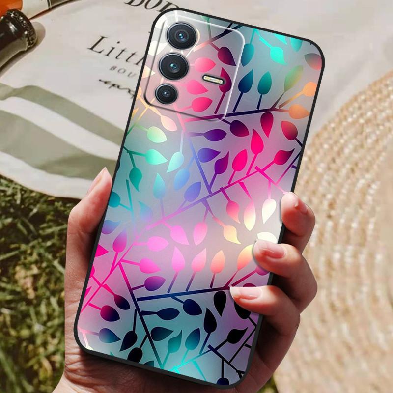 Für vivo V23 5G Hülle V2130 Weiche TPU Silikon Handyhülle Für vivo V23 5G Hüllen Schwarzer Bumper V 23 Funda für vivoV23 Coque Shell