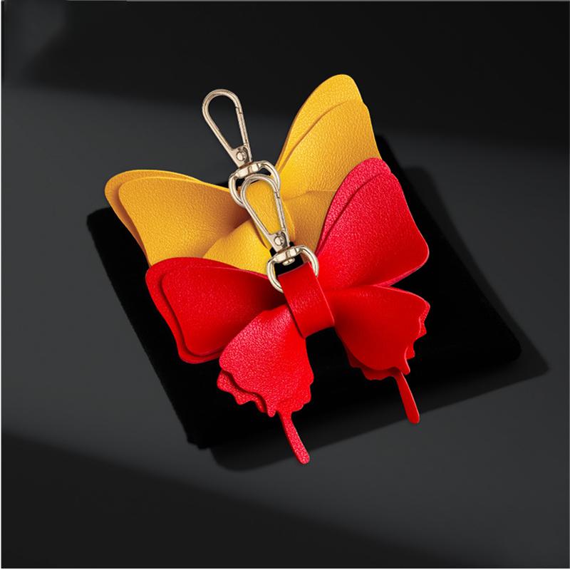 Butterfly Key Pendant Korean PU Leather Butterfly Bag Charm Luggage Accessories Car Keychain Charm