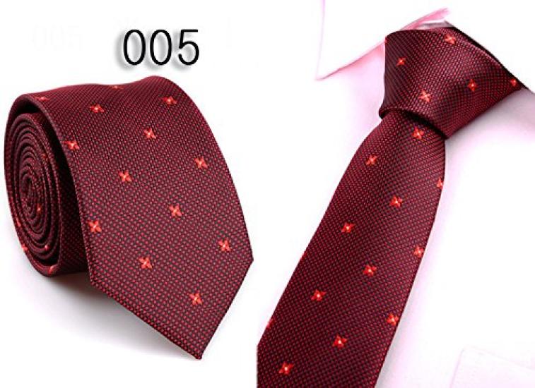 Narrow 6cm Wide Flower [Laquest] Tie, Business/Casual, (Red (005))