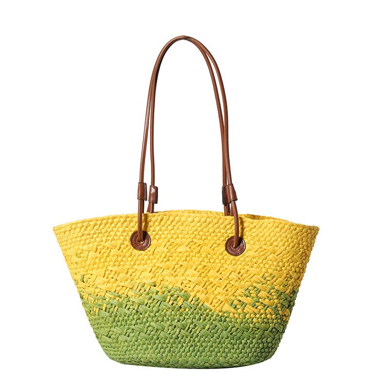 Casual Rattan Large Capacity Tote Designer Wicker Woven Women Handbags Summer Beach Bali Straw Bag Lady Travel Big Basket Purse