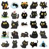 50 Big-Eyed Black Cat Cartoon Stickers Cute And Cute Black Cat Water Cup Flat Waterproof Decorative Stickers