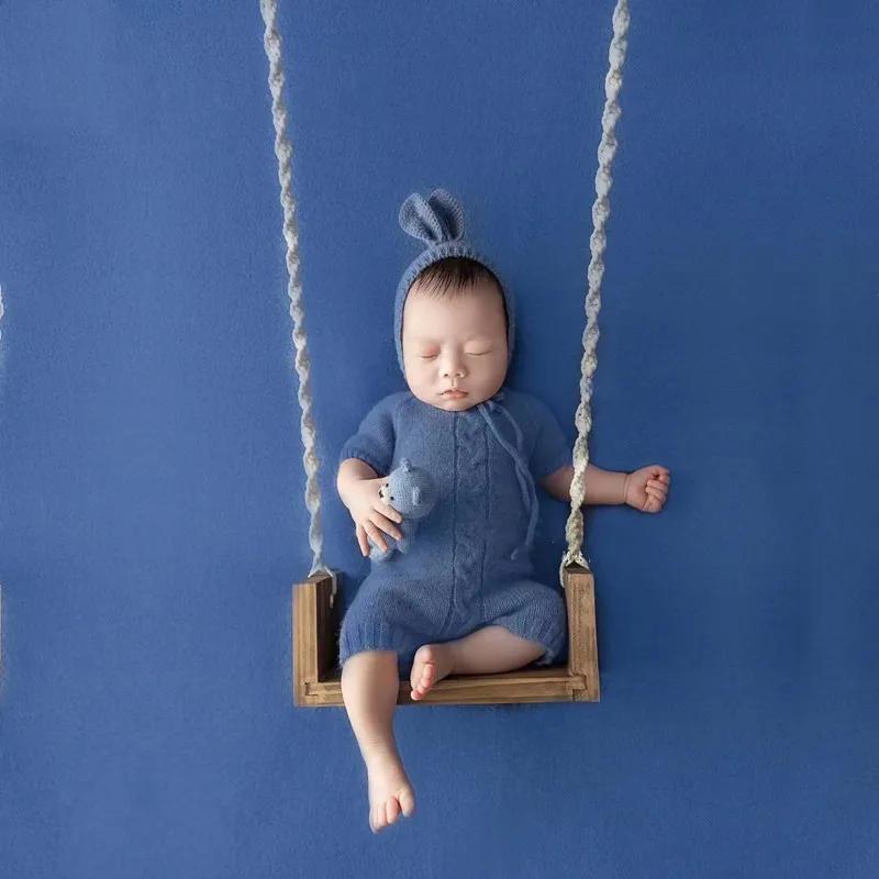 Handmade Weave Swing Chair Original Photography Props Baby Hammock Baby Photography Commemoration Studio Props Wooden Furniture