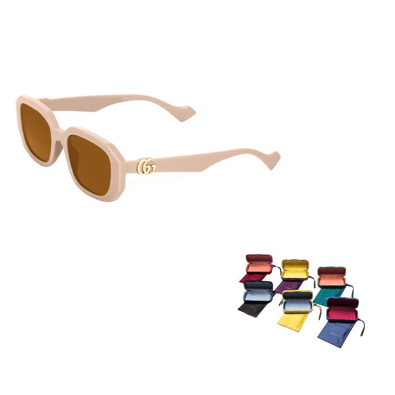 Gucci Gucci Logo Temples Acetate Irregular Sunglasses Women's Brown