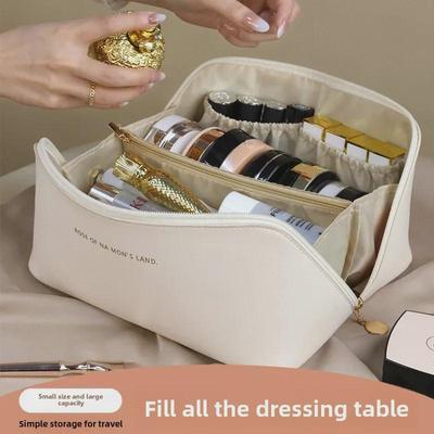 Trendy Large-Capacity PU Leather Travel Cosmetic Bag for Women