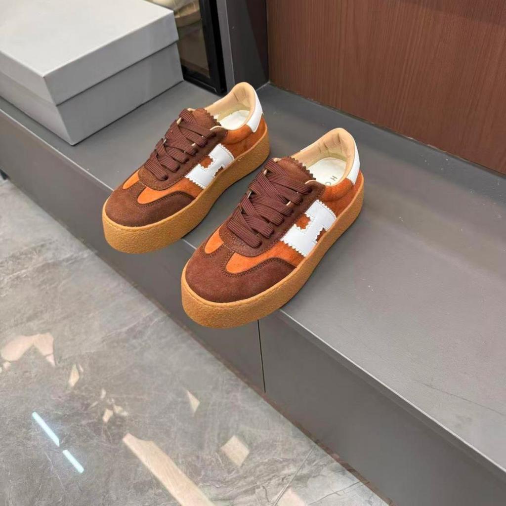Hogan 2026S Women's Retro Color Block Sneakers - Height Increasing, Thick Sole, Casual Style