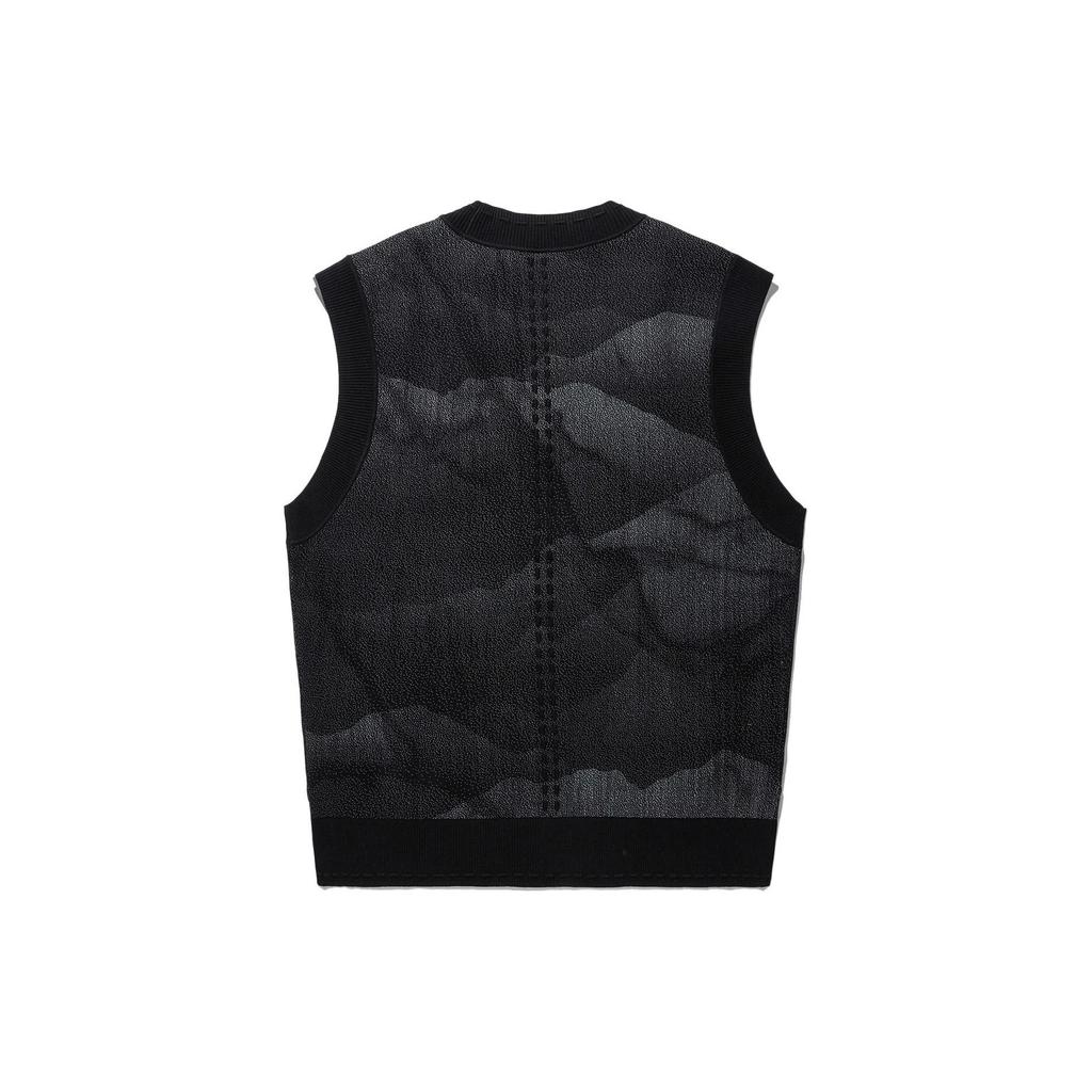 Li Ning X Jackie Chan Kolaborace Kung Fu Série Tie-Dye Volný Střih Bez Rukávů Pletený Top Pánské topy Černá Stínově šedá AMVU013-1