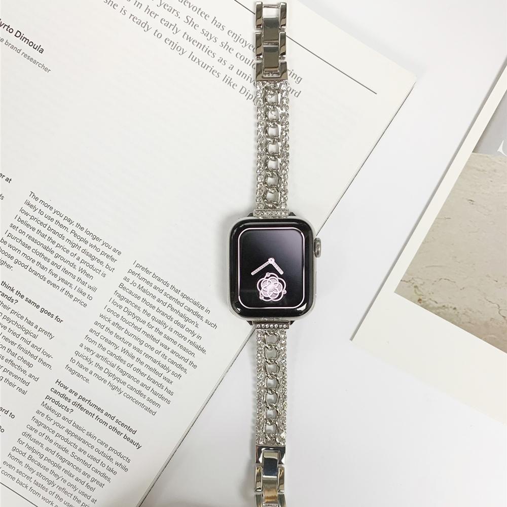 Luxury Diamond Band for Apple Watch Series Ultra 9 8 7 41 45mm Stainless Steel  Bracelet for IWatch 4 5 6 40 44mm 38 42mm Strap