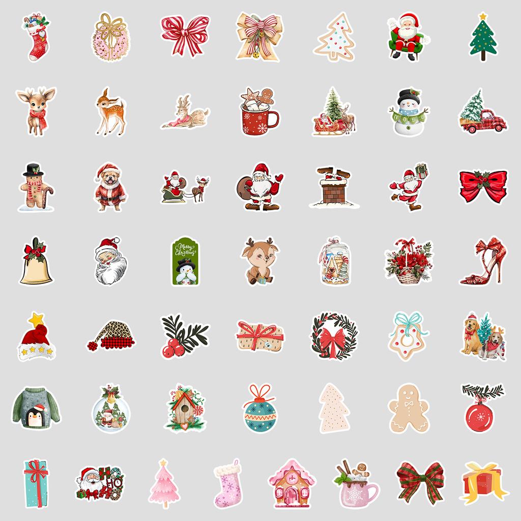50 Christmas Decoration Graffiti Stickers Mobile Phone Computer Waterproof Stickers Christmas Holiday Stickers