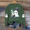 Women's Fashionable Casual Long-sleeved Halloween Printed Round-neck Top
