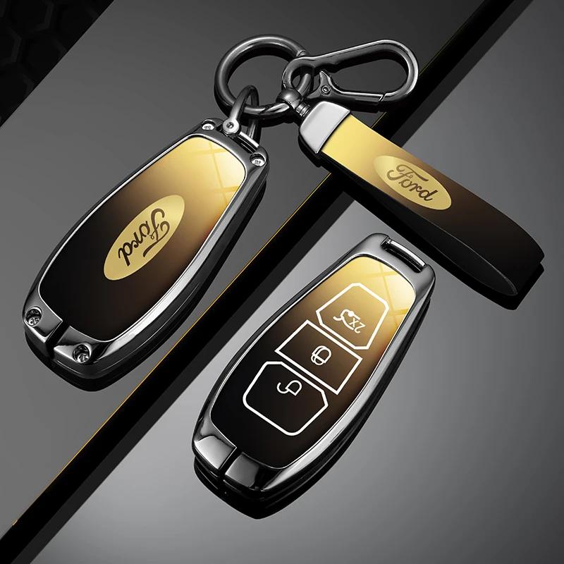 Adesivo per Auto Caldo Per Ford Nuova Custodia in Pelle per Chiave Remota per Auto Portachiavi Accessori Supporto per Ford ST Line Fiesta Focus Mondeo Ecospo