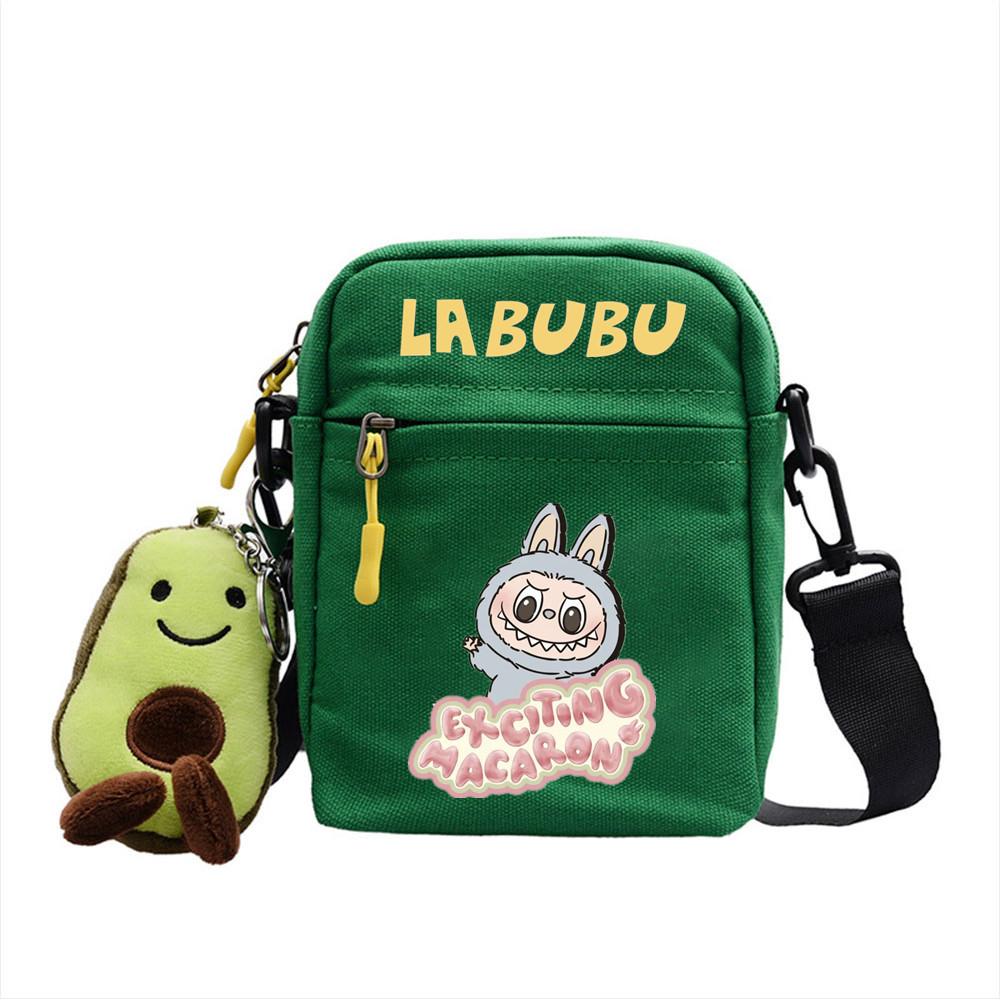 LABUBU canvas bag LABUBU peripheral small square bag doll nylon canvas lightweight simple versatile crossbody bag