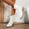 2025 New French Style Women's Ankle Boots - Square Toe Chunky Heel Slim Fit Boots with Side Zipper Fashion Booties