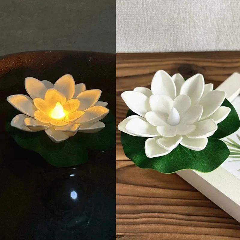 LED Lotus Night Lamp Floating Water Sensor Flower Lamps Garden Fish Tank Decor Festive Party Accessories Wishing Lotus Light