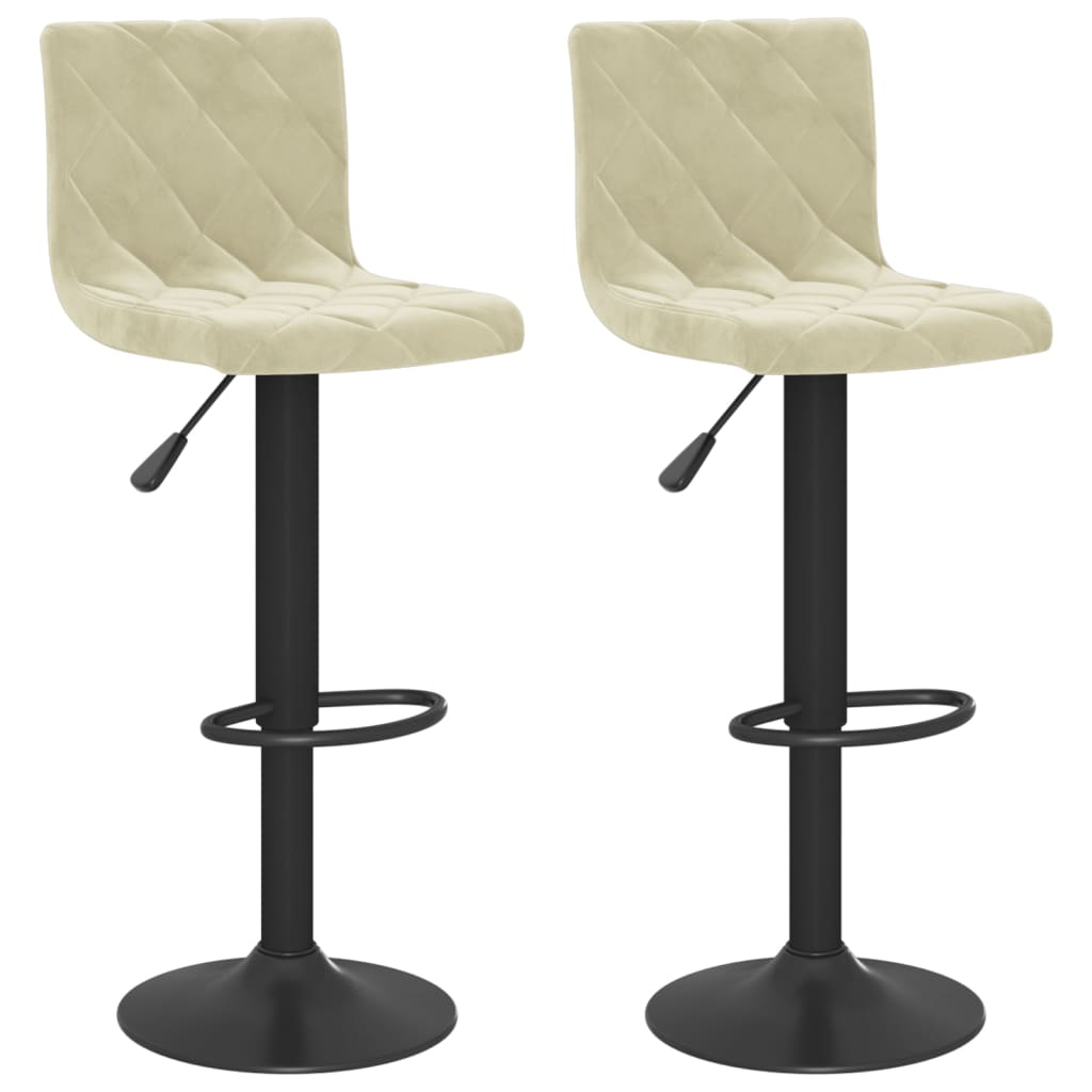Bar Stool Set of 2 Cream Velvet