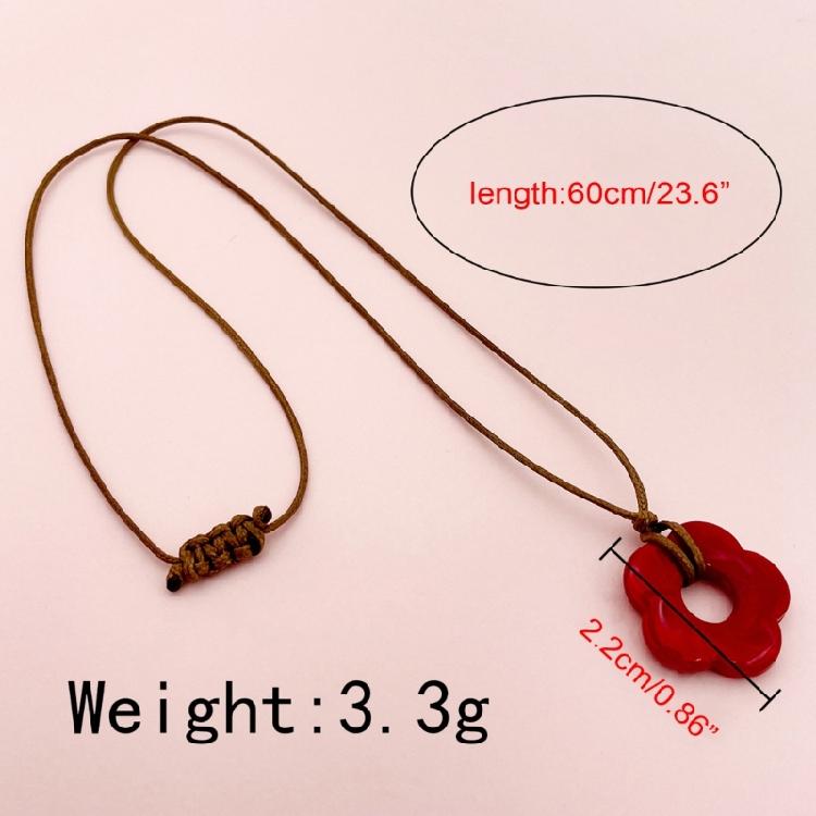 Hollow Flower Red Acrylic Pendant Clavicle Chain Floral Jewelry Gift Beach