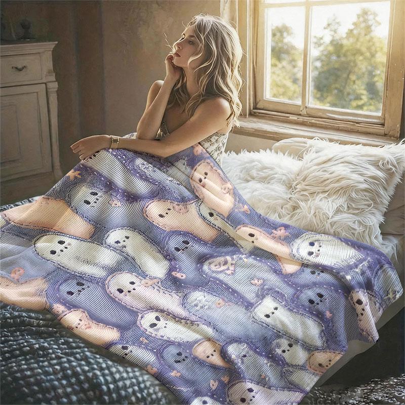 Cute Jack O Lantern Flannel Blanket Warm Soft Halloween Christmas Decorative Couch Warm Cozy All-Season Gift